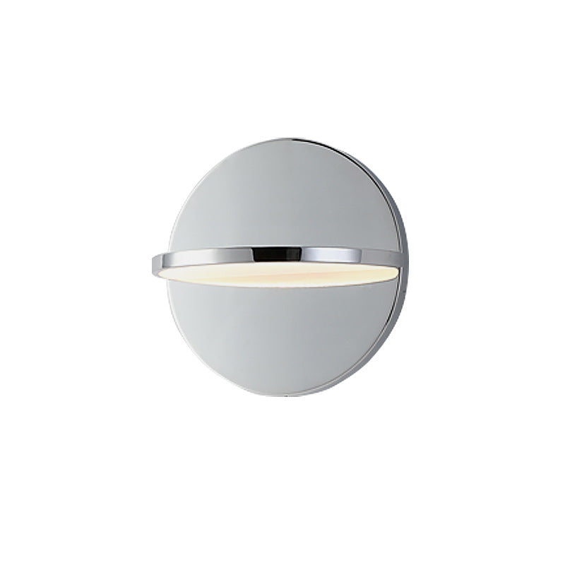 Moderne runde LED-Wandleuchte im nordischen Stil aus verchromtem Edelstahl für Wohnzimmer &amp; Schlafzimmer 