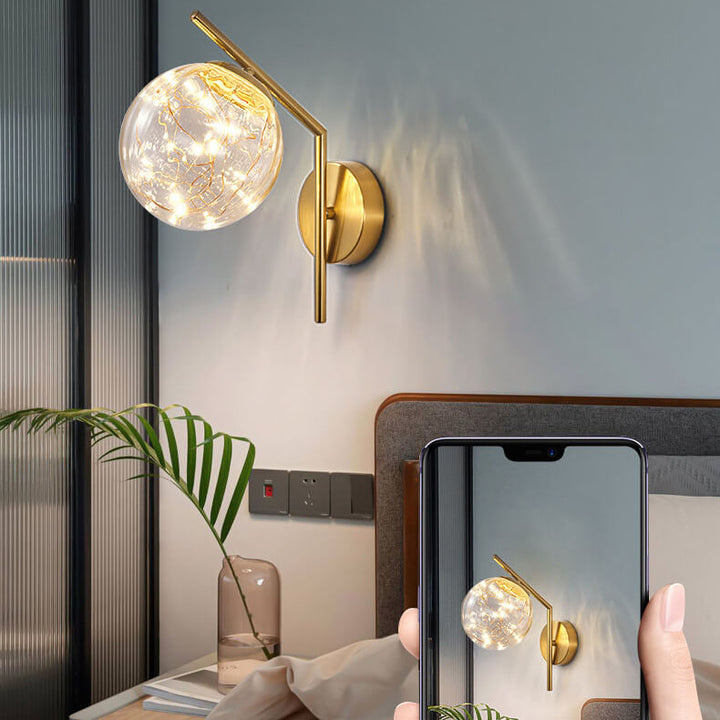 Traditionelle europäische Wandleuchte mit vollem Stern aus Eisen und Glas mit LED-Lichtkugel für Wohnzimmer und Schlafzimmer 