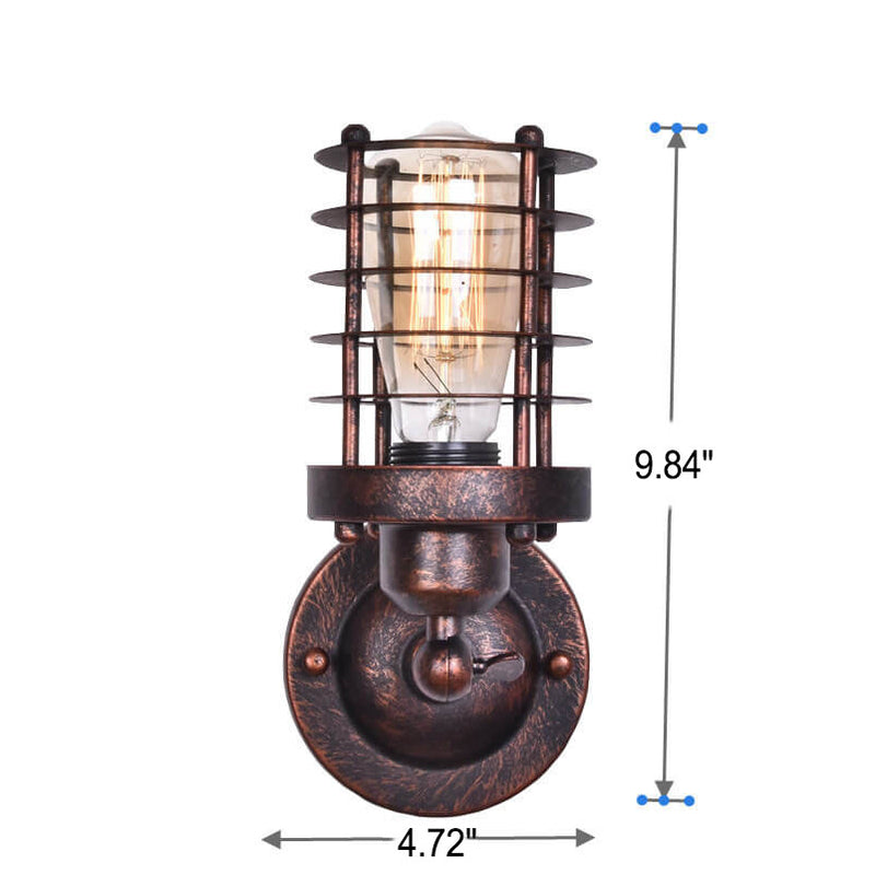 Northern Retro Industrial Wrought Iron 1-Light Wall Sconce Lamp
