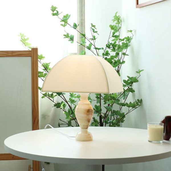 Vintage French Cone Fabric Jade Base 1-Light Table Lamp