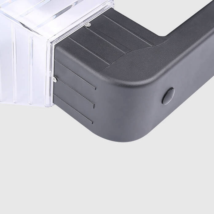 Luz de pared exterior LED solar de plástico y aluminio negro cuadrado moderno 