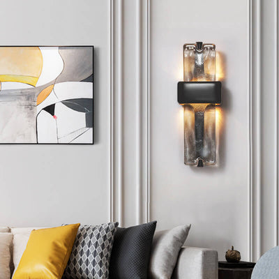 Modern Luxury Rectangular Glass Resin LED Wall Sconce Lamp