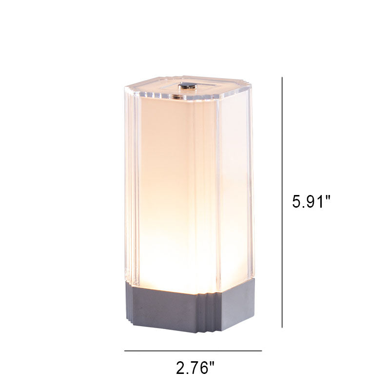 Modern Solid Color Rectangular Acrylic DC Rechargeable Night Light Table Lamp