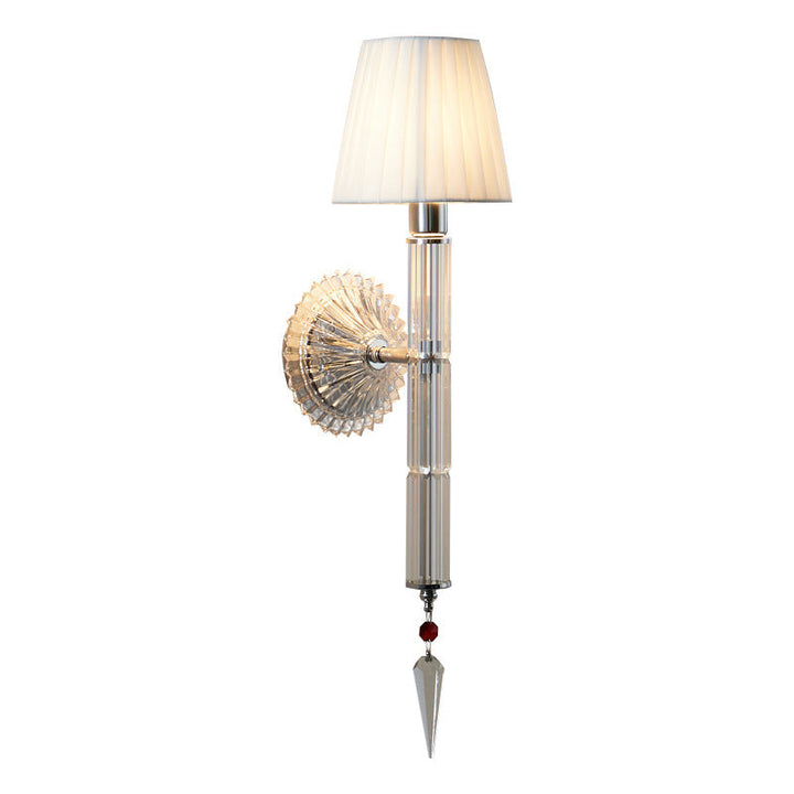 European Vintage Light Luxury Crystal Fabric 1-Light Wall Sconce Lamp