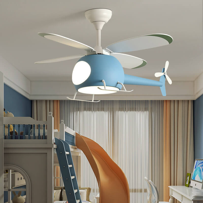 Simple Cartoon Aircraft LED Downrods Ceiling Fan Light