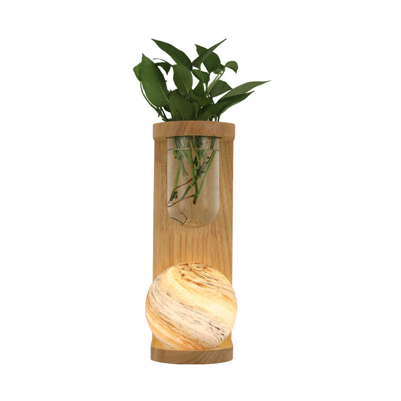 Applique murale 1-lumière Nordic Glass Planet Log Base Plant 