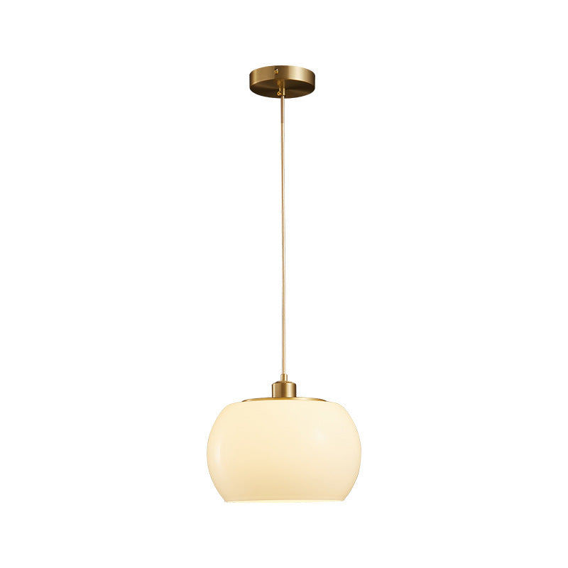 Nordic Vintage Brass Drum Dome Glass 1-Light Pendant Light