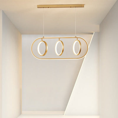 Modern Minimalist Golden Round Oval Iron LED Chandelier