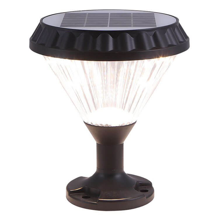 Moderne schwarze Solar-Säule aus Aluminiumguss mit Glas für den Außenbereich, wasserdicht 