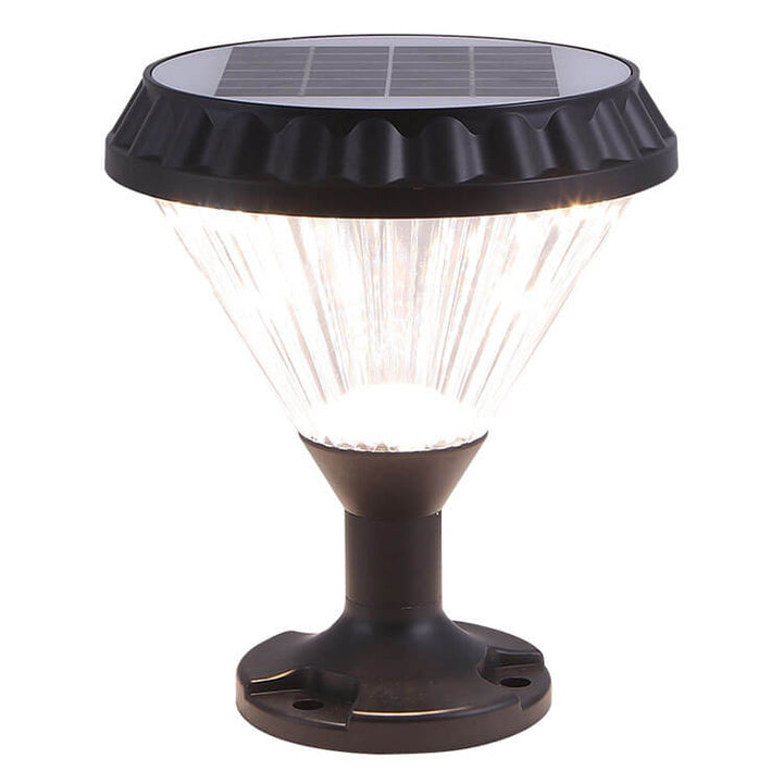 Moderne schwarze Solar-Säule aus Aluminiumguss mit Glas für den Außenbereich, wasserdicht 