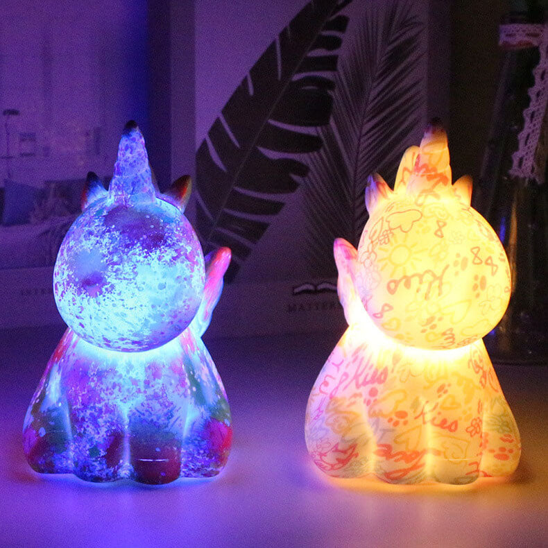 Kreatives Einhorn bemalte 3D-gedruckte LED-Nachtlicht-Tischlampe 