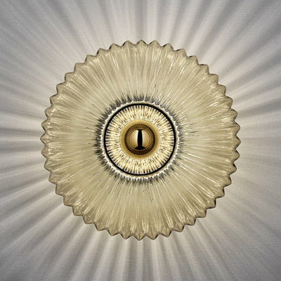 Nordic Vintage Striped Glass Round Disc 1-Light Wall Sconce Lamp