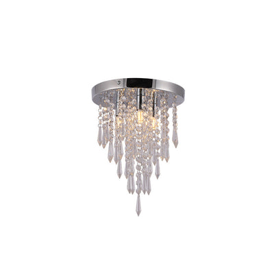 Modern Minimalist Crystal Bead Curtain Round 3-Light Flush Mount Ceiling Light