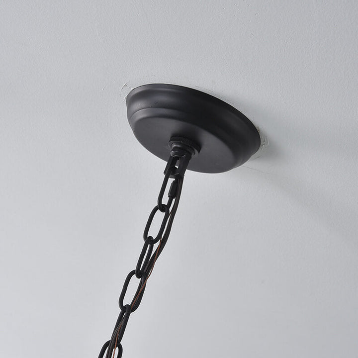 Suspension Luminaire 1 Lumière en Cage en Bois Vieilli Blanc Rustique Vintage 