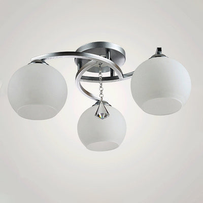Moderner Mid-Century Aluminiumrahmen Glaskugelschirm 3/5-Licht Kronleuchter für Wohnzimmer 