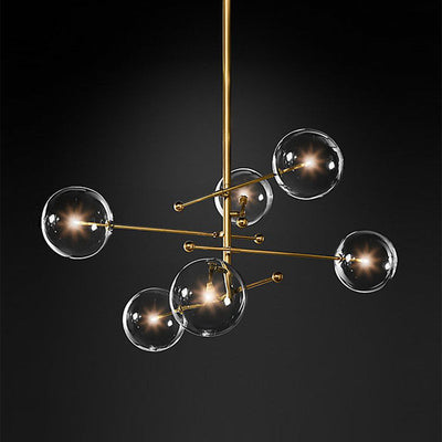 Modern Minimalist Ball Strip Metal Glass 6/8 Light Chandelier For Living Room