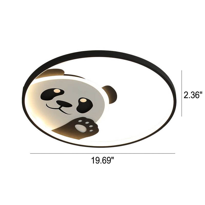 Cartoon Cute Panda Round LED Flush Mount Ceiling Light