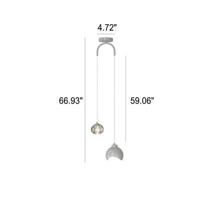 Light Luxury Simple Crystal Ball Hardware 2-Light Curve Pendant Light