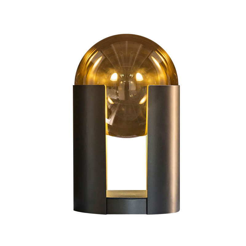 Nordic Cognac Glass Ball Column Base 2-Light Table Lamp