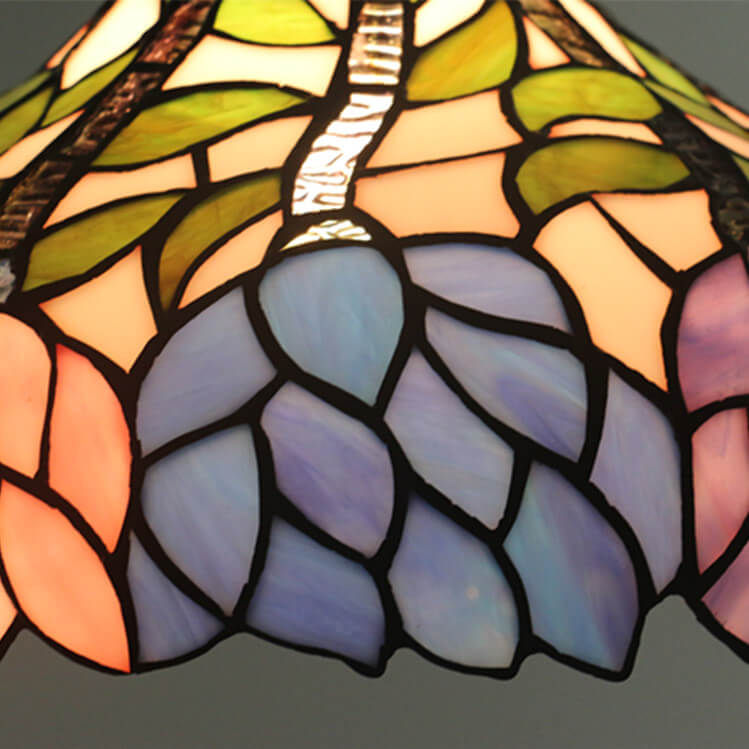 Vintage Tiffany Blossom Blume Glasmalerei Kuppel 1-Licht Pendelleuchte