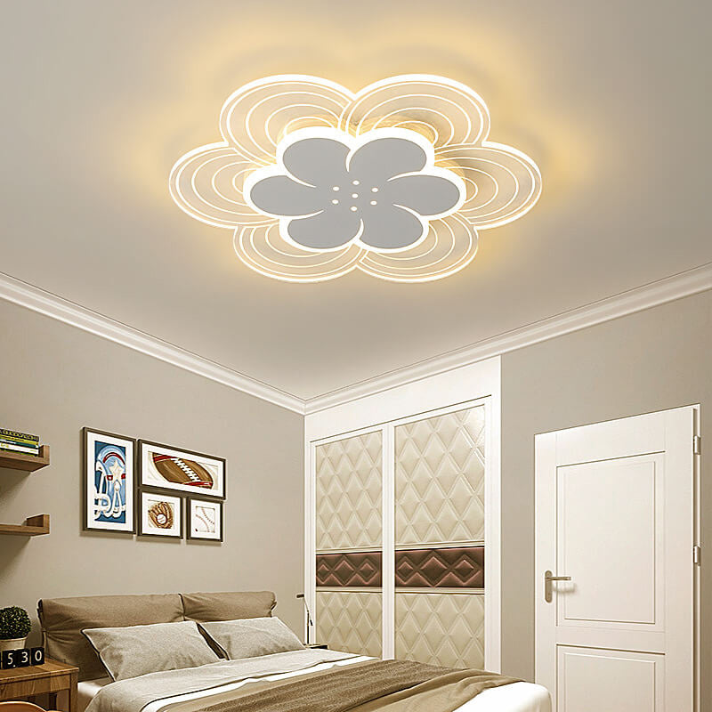 Modern Acrylic Simple Double Layer Flower Design LED Flush Mount Light