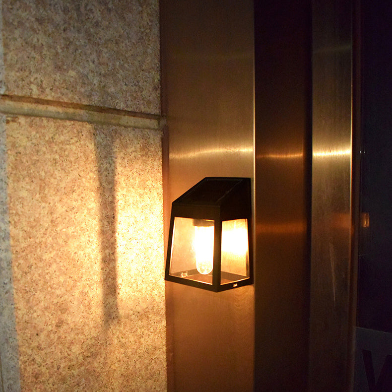 Modern Minimalist ABS PC Solar Outdoor Waterproof Trapezoidal Light Control Sensor LED Wall Sconce Lamp for Outdoor Patio