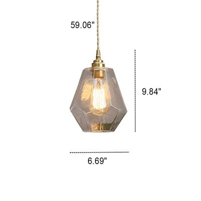 Nordic Vintage Brass Glass 1-Light Pendant Light