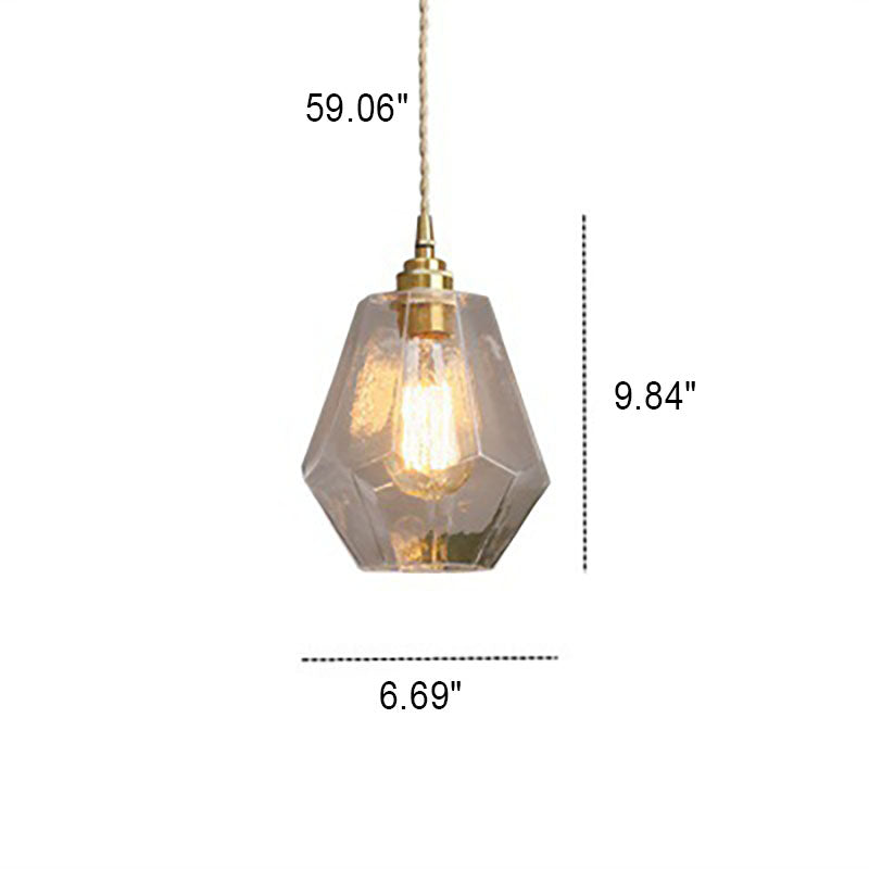 Nordic Vintage Brass Glass 1-Light Pendant Light