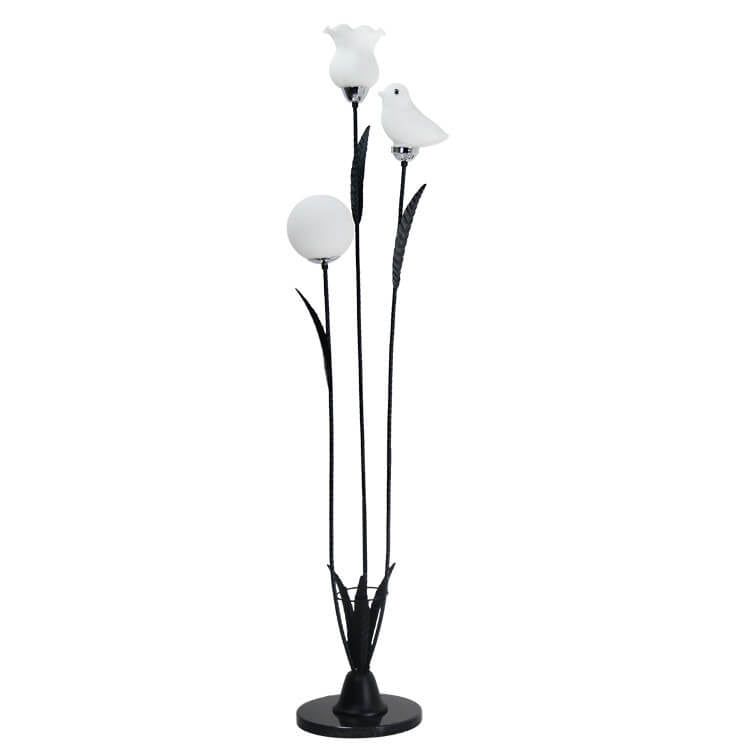 Modern Creative Twig Bird Iron 3-Light Standing Floor Lamp