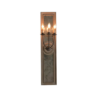 Vintage Wooden Long Frame Candelabra 3-Light Wall Sconce Lamp