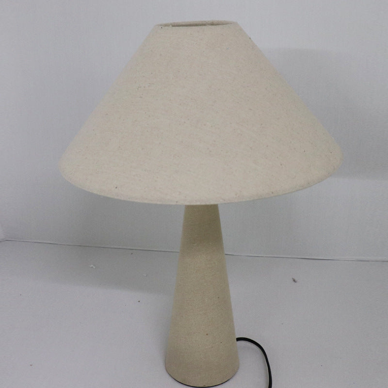 Modern Simplicity Iron Fabric Cone Column Base 1-Light Table Lamp For Bedroom