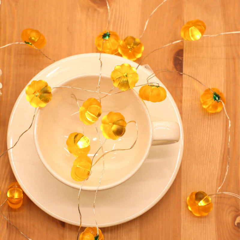 Décoration moderne de Thanksgiving avec citrouille et gland en érable, guirlande lumineuse à 30 LED 