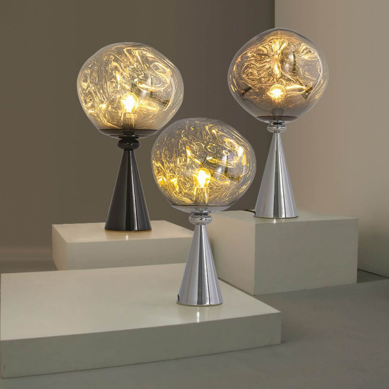 Italian Lava Acrylic Conical Electroplated Iron Base 1-Light Table Lamp
