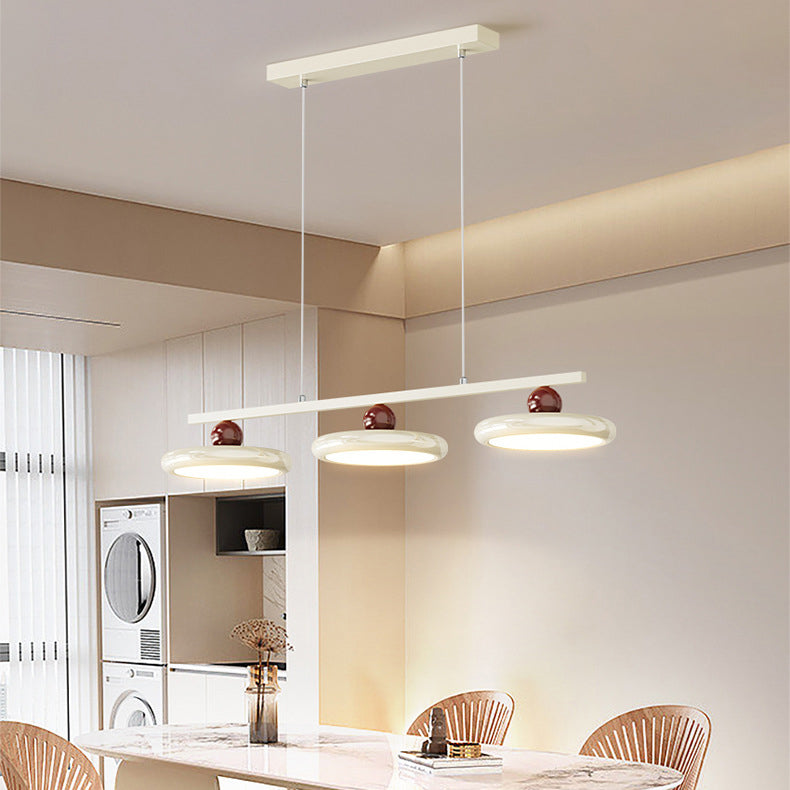 Zeitgenössische Nordic Creme Fliegende Untertasse Glas Schatten LED Insel Licht Kronleuchter Für Wohnzimmer 