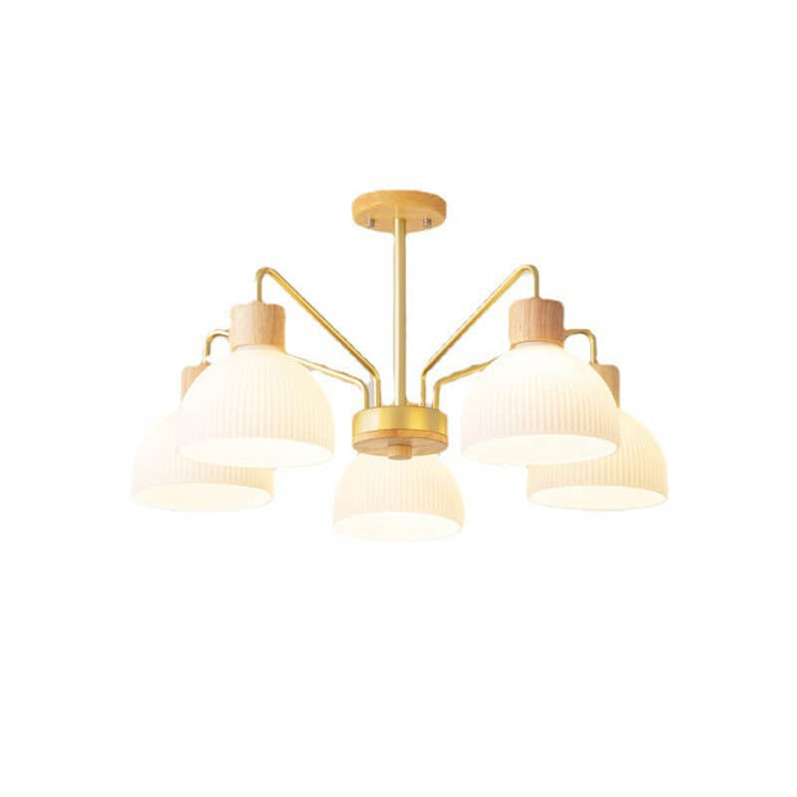 Nordic Vintage Holzglas-Kuppelschirm 3/5 Licht Kronleuchter 
