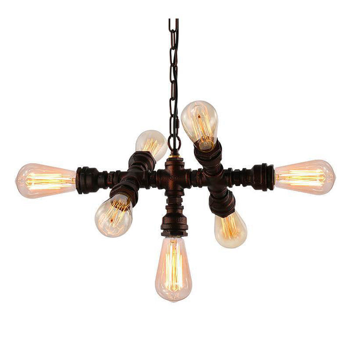 Industrielles Eisen-Wasserrohr-Design 7-Licht-Kronleuchter 