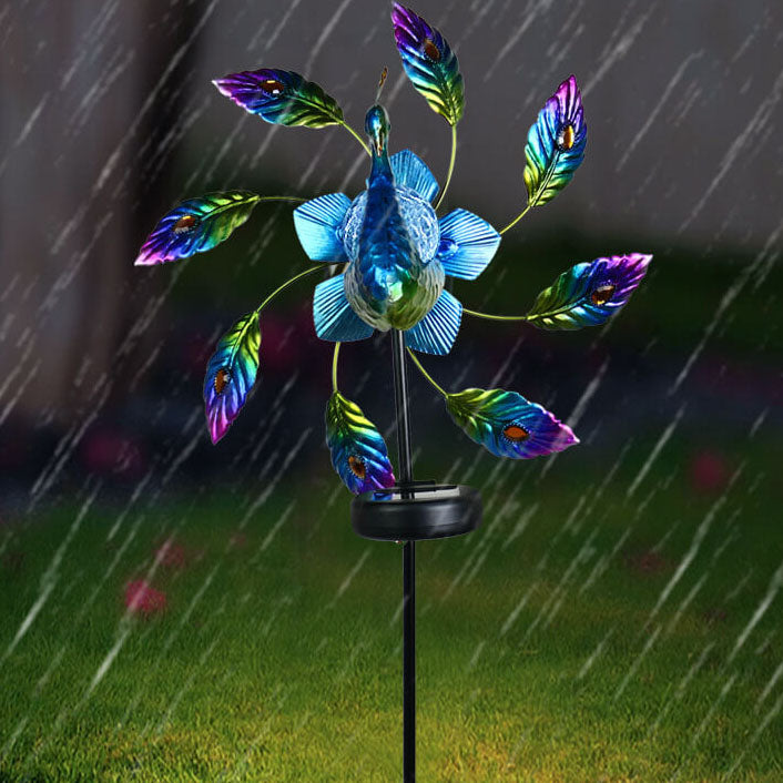 Solar Peacock Windmill Outdoor Garden Decorative Landscape Light