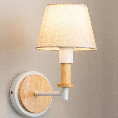 Modern Nordic Wooden Tubular 1-Light Wall Sconce Lamp