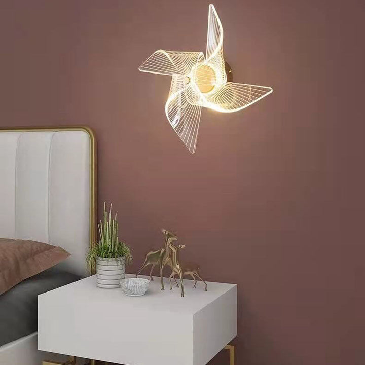 Applique murale LED en acrylique et aluminium de luxe moderne en forme de moulin à vent 