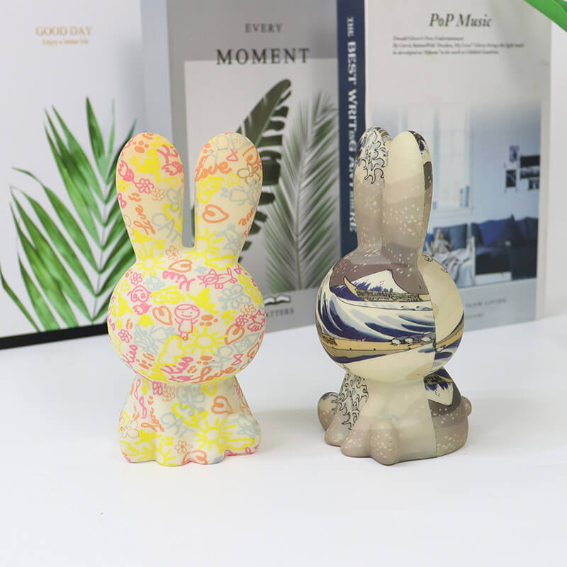 Creative Painted 3D Printed Rainbow Rabbit LED Night Light Table Lamp