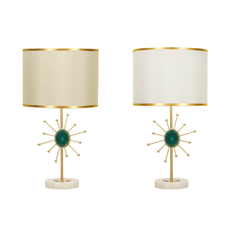 Lampe de table 1 lumière avec base en agate en tissu de luxe léger européen 