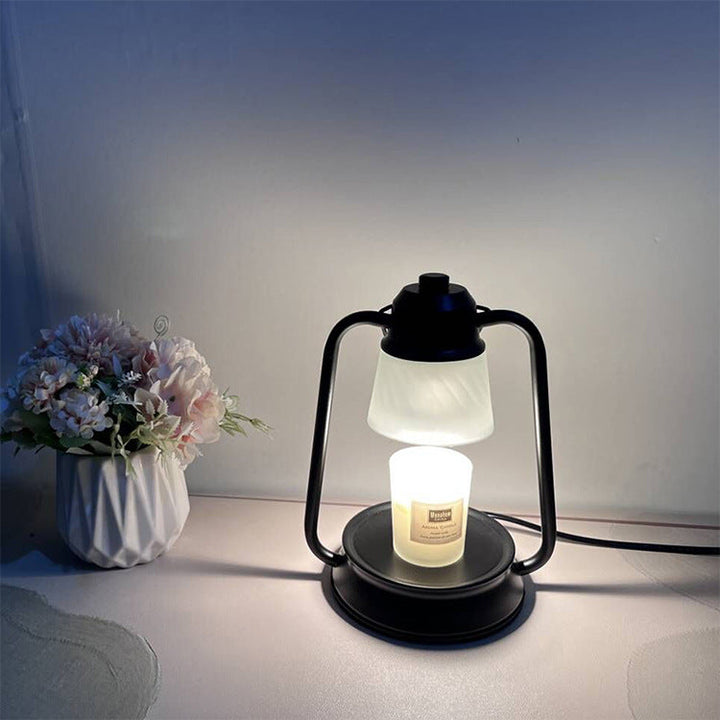 Zeitgenössische industrielle runde Glasschirm-Hardware-Basis 1-Licht Schmelzwachs-Tischlampe für das Arbeitszimmer 