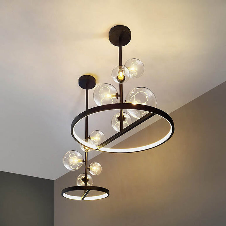 Nordic Modern Creative Runde Blasenball Hardware Glas 5-Licht Kronleuchter 
