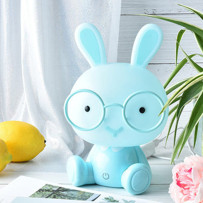 Lampe de table LED USB avec lumière de nuit, lapin créatif avec lunettes 