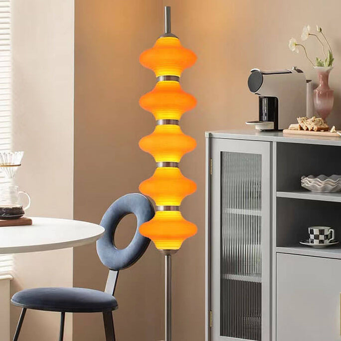 مصباح أرضي قائم LED زجاجي بخيط القرع الإبداعي العتيق 