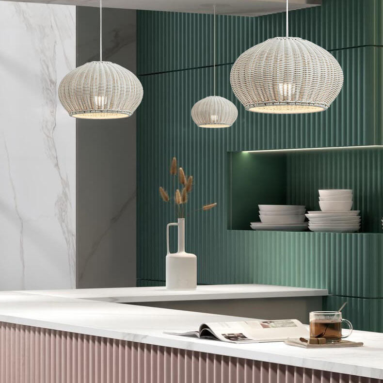 Japanese Minimalist Rattan 1-Light Pendant Light
