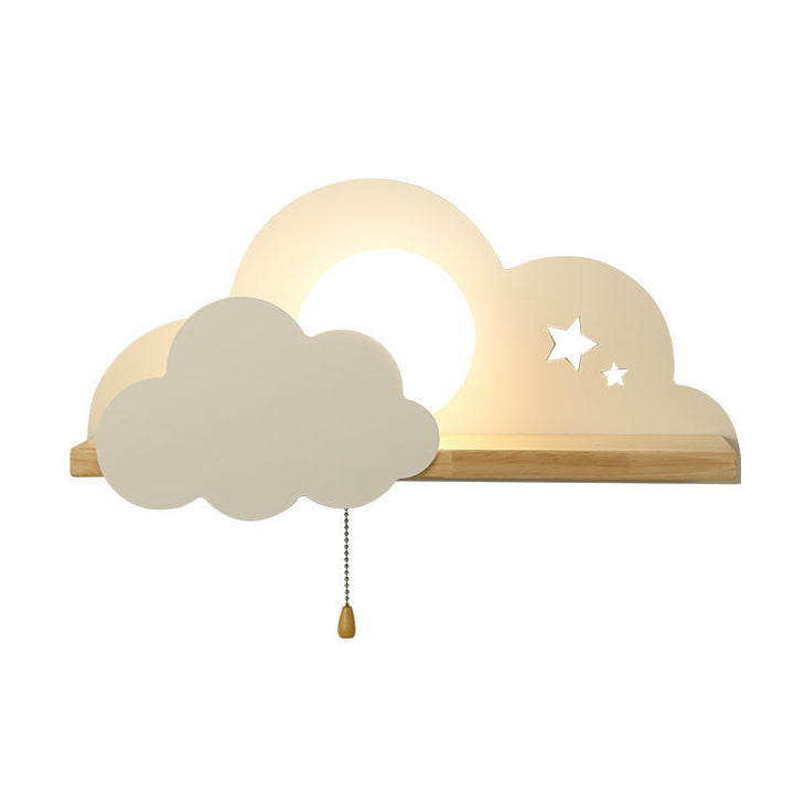 Applique Murale à 1 Lumière en Verre Nuage Macaron Nordique en Bois 