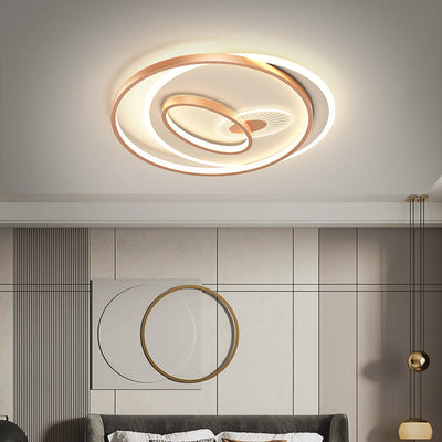 Creative Simple Circular Overlapping Dislocation Design LED Flush Mount Light