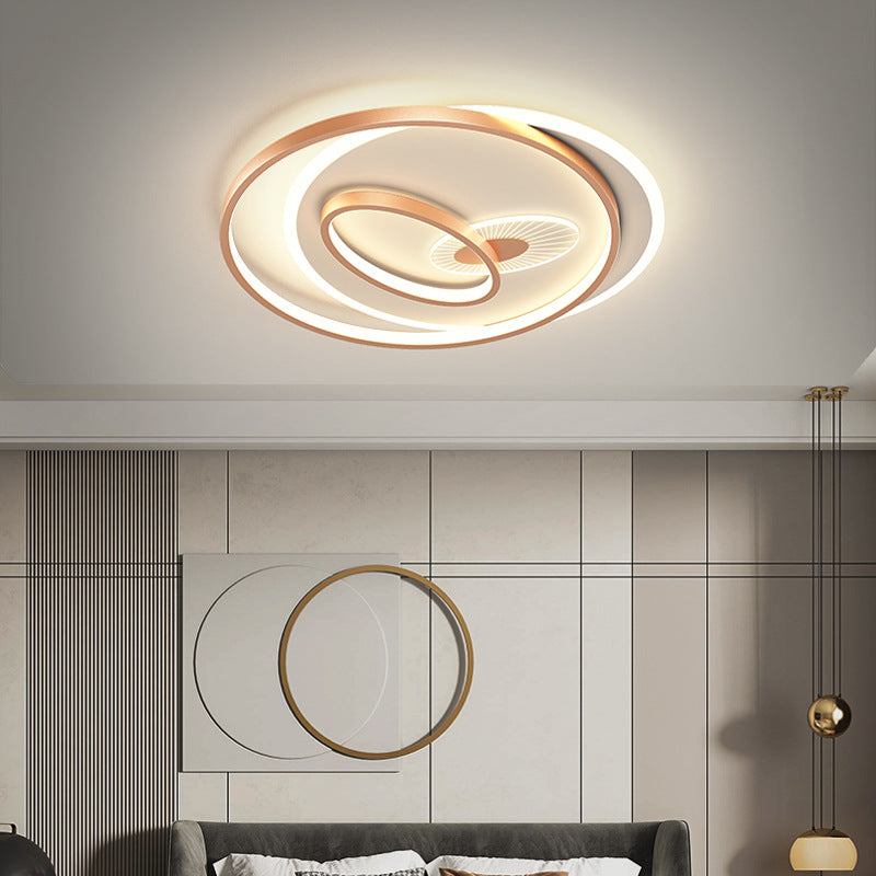 Creative Simple Circular Overlapping Dislocation Design LED Flush Mount Light