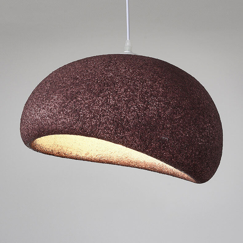 Lustre suspendu traditionnel vintage en arc semi-circulaire avec texture imitation pierre 1 lumière pour salon 
